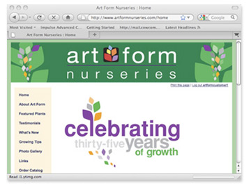 Art Form Nurseries website graphic